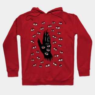 Horror Gothic Hand With Watching Eyes Hoodie